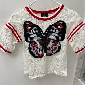 Lace Top with Butterfly Embroidery
